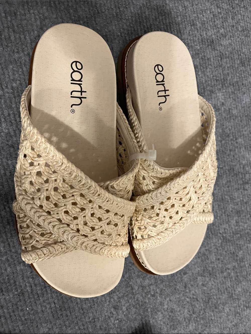 earth® Crochet Slide Sandals in Cream